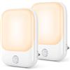 FOMYHEARD 2 Pezzi Luce Notturna, Luce Notturna Bambini 5 Livelli Luminosità e Sensore Crepuscolare di Corpo Umano,Luci Notturne da Presa per Cameretta,Corridoio,Scale,Bagno,Cucina
