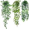 SHEPIN 3x Piante Finte da Interno Cadenti in Vaso, Piante Pendenti Artificiali Edera Finta con Vasi, Plastica Pianta Artificiale Finta Cadente 55-85cm per Esterno Balconi Matrimonio Giardino Deco