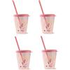 Snips Set 4 Bicchieri Con Cannuccia | 0,385 LT | Bicchiere Con Cannuccia | Bicchiere Bambini | Decoro Unicorno | Made in Italy | 0% BPA