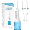 TUREWELL FC1591 Idropulsore Dentale, 300ml Irrigatore Orale Portatile con 3 Modalità IPX7 5 Ugelli di Ricambio, USB ricaricabile per viaggi e uso domestico