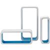 King Collection M1105004/A Set 3 Pezzi Mensola Rettangolare Stondata in MDF Bicolore, Bianco/Azzurro