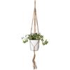 Artevasi Nodo Macrame, Corda di Cotone Macrame Plant Hanger per Casa, Appendiabiti per 2 vasi da fiori, Decorazione di interni ed esterni, Singolo Quadrato Naturale 100CM