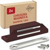 LouMaxx Chiusura Magnetica extra forte - Forza di Tenuta 13kg - Set di 2 Pezzi in Marrone - Magnete per Porte - Calamita Magnetica - Chiusura Magnetica per Armadi