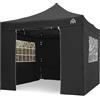 All Seasons Gazebos: Gazebo pop-up 3x3m completamente impermeabile con 4 pareti laterali Premium - Nero