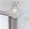 BESTIER Lampadario moderno in cristallo argentato a semi-flusso di illuminazione a soffitto lampada per sala da pranzo bagno camera da letto soggiorno 3 lampadine E14 richieste D34 cm x H30 cmh