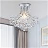 Bestier Lampadario moderno in cristallo argentato a semi-flusso di illuminazione a soffitto lampada per sala da pranzo bagno camera da letto soggiorno 3 lampadine E14 richieste D34 cm x H30 cmh