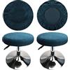 HuaLiSiJi Copri Sgabello Rotondo Tessuto di Lusso Diametro 30-40cm, Elastico Antirughe Lavabile e Antipolvere (2 Pezzi Blu Pavone)