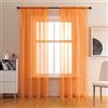 GYROHOME Tenda in voile trasparente con tasca per canna, filtro per la luce del sole, trasparente, per camera da letto, patio, set di 2 pannelli, arancione, 100 x 200 cm