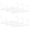 Relaxdays Grucce Appendiabiti Multiple in Set da 6, in Metallo, Ganci Girevoli, per 6 Appendini ciascuna, Salvaspazio, 26 cm, Bianche
