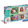 Clementoni - 21524 - Supercolor Puzzle - Gabby's Dollhouse - 4 Puzzle da 12,16,20 e 24 Pezzi - Puzzle Bambini 3 Anni, Puzzle Cartoni Animati - Made In Italy