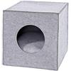 lionto Tana per gatti in feltro stabile adatta a scaffali e sistemi modulari, 33x37x33 cm, cuccia pieghevole a cubo autoportante, facile da pulire con cuscino accogliente, grigio chiaro