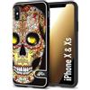 CUSTOMIZZA - Custodia cover nera morbida in tpu compatibile per iPhone X - Xs teschio messicano Mexican skull giallo rosso arancio