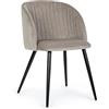 KONTE.DESIGN Set di 2 Sedie QUEEN in Velluto Tortora