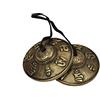 PARIJAT HANDICRAFT Dharma Store - Piatti tibetani Tingsha da 6,2 cm, con simboli OM Mane Padme Hum in rilievo