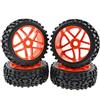 Pxyelec Red RC Pentagram Wheel Rims Tyre Tires Hex 17mm for 1:8 Off-Road Vehicle Pack of 4