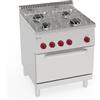 TECNOINOX neaty - cucina in AISI304 gas 4 fuochi con griglie in tondino con forno elettrico convezione GN1/1 con 1 griglia - 70x70x85cm