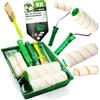 ToolSpace 9 Pezzi Set - Rullo Pittura Kit 2 x 18 cm con Rulli 2 x 11 cm con Manico - Pennelli Pelo Lungo 2 x 36 mm Vaschetta per Tinteggiatura Pareti - Pitturare Casa e Interne - Imbiancare Vernici