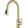 FORIOUS Rubinetto Lavello Cucina, Miscelatore Cucina con Doccetta Estraibile, Acciaio Inox Ad Alta Pressione Orientabile a 360° Monocomando, Oro Spazzolato