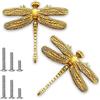 Powerful Pomelli per cassetti a forma di libellula, pomelli vintage per armadietti, maniglie per cassetti con 6 viti, per cassettiera, armadio, armadio, bagno, ufficio (2 pezzi, 7,6 x 5,3 x 0,6 cm)