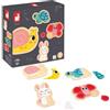 Janod - 4 Puzzle in Legno da 2 a 5 Pezzi - Puzzle Animali del Giardino - Giocattoli per Bambini - Giochi Educativi - Prima Infanzia - Dai 18 Mesi, J07116
