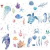 CRASPIRE Decalcomanie Animali Oceano Adesivi Murali Tartaruga Sottomarina 8 Fogli Adesivi In Vinile Decalcomanie Conchiglia Cavalluccio Marino Decalcomanie Murali Rimovibili Acquerello