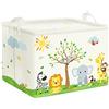 Clastyle Ceste Biancheria Bambini Animale Foresta Cestino Giocattoli Vestiti Albero per Ragazzo Ragazza Cestino Portaoggetti per Bagno Cameretta Bucato, Leone Elefante, 40x30x30 cm