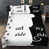 AOXHFNV Set di biancheria da letto per coppia con copripiumino con motivo cane sul lato e sul lato del mio lato in bianco e nero per letto matrimoniale (200 x 200 cm, Cat Side)