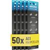 ABSINA 50x SR621SW AG1 LR621 Pile a bottone Alkaline - Batteria 364 orologio da 1,5V a prova di perdite e di lunga durata - LR60 / SR60 / 1175S0 / 164/602 / 364 / SR621 - Pile orologio da polso