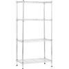 Amazon Basics Scaffaliera a 4 ripiani stretti, altezza dei ripiani e piedini di livellamento regolabili, peso massimo 363 kg, Cromo, 34 x 59 x 122 cm (D x W x H)