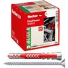 Fischer 25 Tasselli Lunghi Duopower con Vite 8x65 mm Universali, per il Fissaggio di Mensole, Pensili, Staffe Porta TV su Muro e Forati, 538256