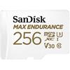 SanDisk MAX ENDURANCE Video Monitoring for Dashcams & Home Monitoring 256 GB microSDXC Memory Card + SD Adaptor 120,000 Hours Endurance, White