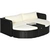 Outsunny Salotto da Giardino in Rattan PE Nero, con 2 Poltrone, 2 Poggiapiedi e Tavolino in Vetro, Set Completo|Aosom