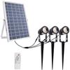 Kit 3 Faretti LED Solare con Picchetto 3x5W con Telecomando incluso Colore Bianco Naturale 4.000K