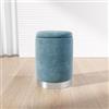 Pouf contenitore 29 cm effetto velluto celeste base argento - Elenor