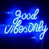 ineonlife Good Vibes Only Insegna al Neon Segno di luce LED Blu Insegne luminose al Neon Insegne a LED con lettere Acriliche per Decorazioni per feste da parete per camera da letto 16,5X9
