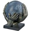 Casablanca modernes Design Casablanca Scultura decorativa in resina Salva il mondo con le mani, Colore: Bronzo Grigio Nero Altezza 19 cm