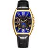 RORIOS Orologio Uomo Automatico Meccanico Orologio Da Polso Quadrante Scheletro Orologi con Cinturino in Pelle Tourbillon Orologi