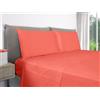 EvergreenWeb Set Lenzuola e Federe Cuscini per Letto Matrimoniale Piazza e mezza Salmone