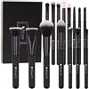 DUcare Pennelli per Trucco Professionale Set per Trucco Kit di Pennelli 15Pz per il trucco Fondotinta in polvere Definizione Sfumatura Nero