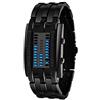 FeiWen Fashion Casual Binario Orologi da polso da Uomo e Donna Rettangolare Acciaio Inox Quadrante Blu LED Luce Data Digitali Sportivi Orologio, Argento (Donna)