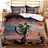 AOXHFNV Set di biancheria da letto 3D per motocross, con federa per cuscino, per sport estremi (135 x 200 cm, verde)