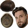 YANAHAIR Protesi Capelli Uomo Yanahair Toupee per Uomini Parrucchini Parrucca Capelli Veri Uomo Parrucche 100% Europeo Capelli Umani Veri Fine Francese Pizzo con PU Toupet (8x10",#2 Castano scuro)