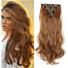 S-noilite® Set 8pcs 43cm extension capelli clip nelle estensioni dei capelli della parte dei capelli ondulato o liscio pieno Testa vari colori Marrone chiaro