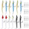 Pwsap Esca da Pesca Morbido Silicone T Coda Esca Artificiale con Gancio Tagliente 22g Esche da Pesca Coda a Pala Anguilla affondanti Swimbaits di Sabbia, 2 Maschere da Pesca Luminose per luccio