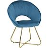 Totò Piccinni Poltrona SATURNO di Design in Velluto con piedini in Metallo (Blu Ottanio)