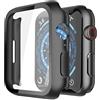 Misxi [2 Pezzi] Nero Custodia Rigida con Vetro Temperato Protezione Schermo per Apple Watch Serie 9 Serie 8 Serie 7 45mm, HD Ultra Sottile Anti-Graffio Protettiva Cover per iWatch