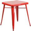 Flash Furniture Tavolo da Interno in Metallo Quadrato da 23,8 Pollici di Grado Commerciale, Rosso, 23.75' Square