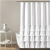 Lush Decor Ella - Tenda da doccia con volant in pizzo, stile rustico shabby chic, 183 x 183 cm, colore: bianco
