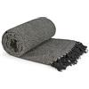 Emma Barclay Herringbone - Coperta in Cotone Riciclato con Motivo a Spina di Pesce, per Sedia, Divano, Letto, copriletto, Colore Nero, 50 x 60 (127 x 152 cm)