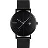 TONSHEN Uomo Fashion Orologio Analogico Quarzo Stile Semplice Acciaio Inossidabile Data Orologi da Polso (Nero)
